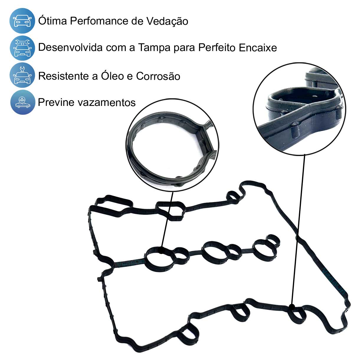 Junta Tampa Válvula Gm Onix 2ª Geraçao 1.0 12V Lif Lij L4G L4F Ecotec Aspirado - Imagem 2
