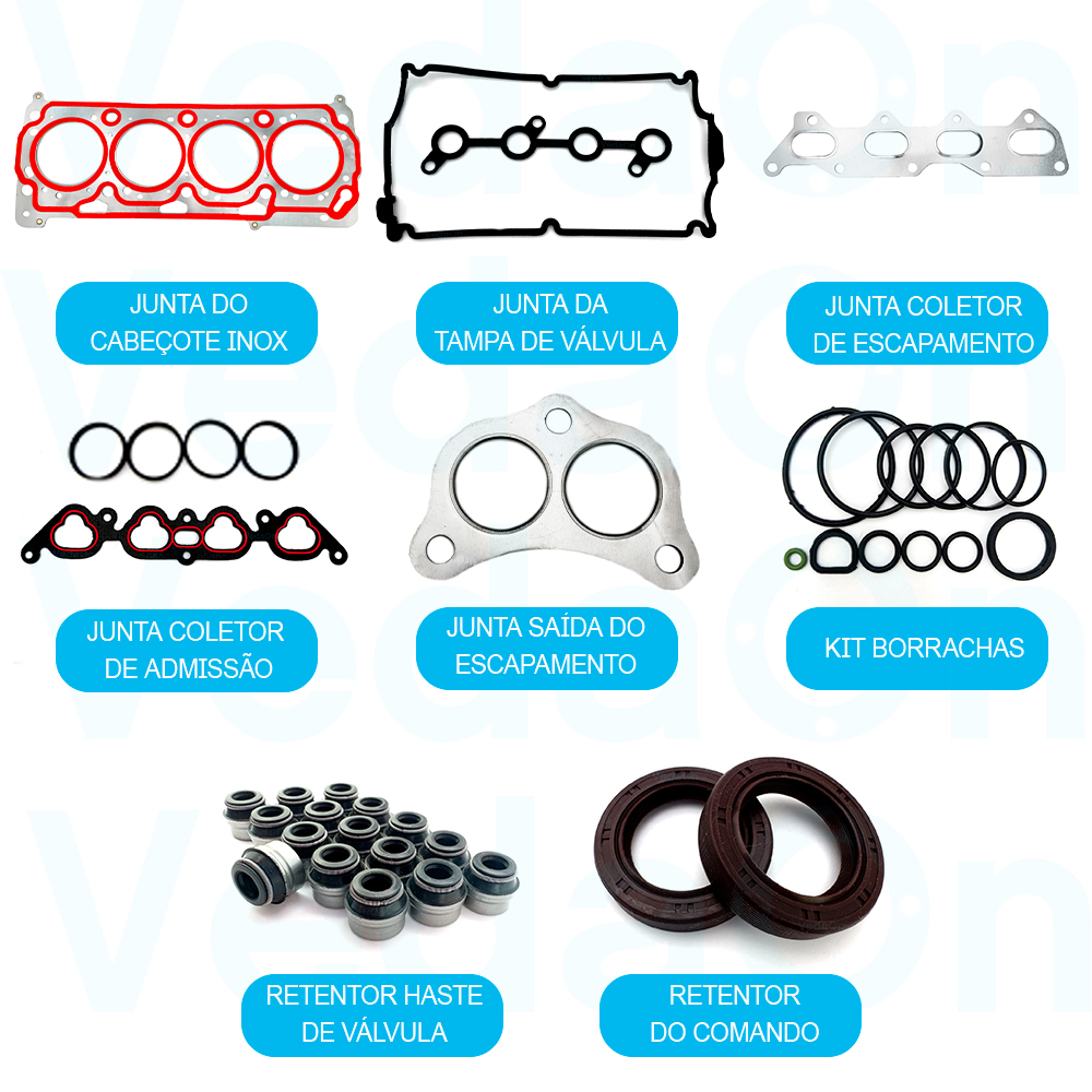 Kit De Retificação Para Motor At 1.0 16V Turbo Gol/Parati C/Cab Mls E Retentores - Imagem 2