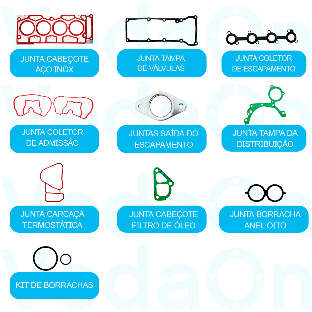 Kit de Juntas INOX Ford Fiesta/Ka 1.0 8V Zetec Rocam - Imagem 2
