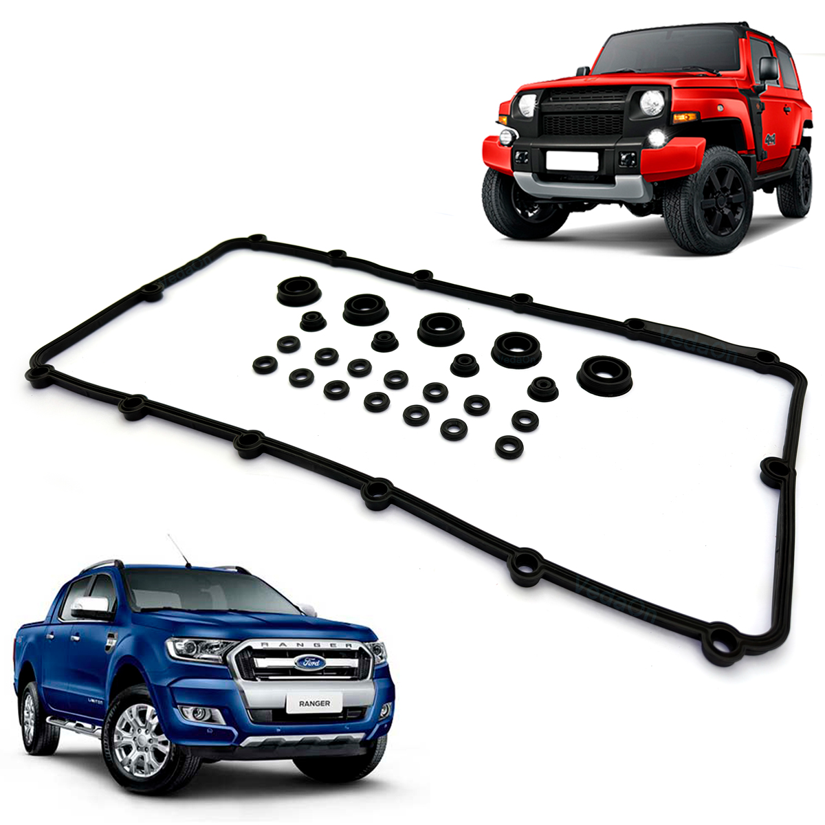 junta de tampa de válvula com vedadores de vela Ford Ranger 3.2 20V 5 Cilindros - Imagem 8