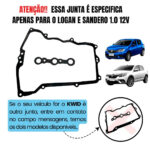 Junta Tampa de Válvula Renault Logan Sandero 1.0 12v Flex 3cc - Borracha - Imagem 2