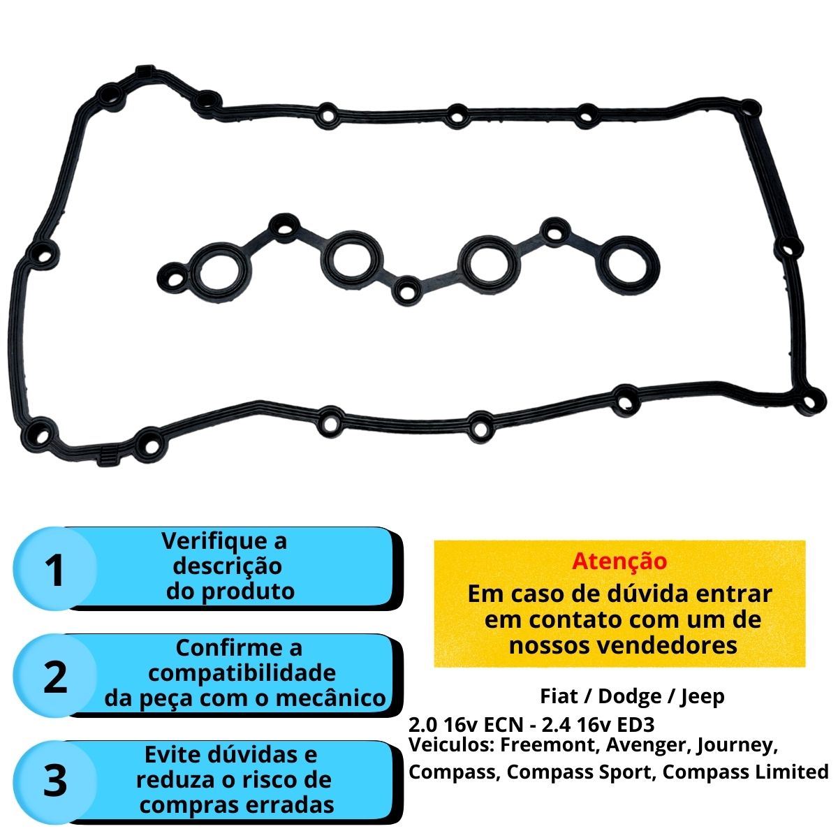 Kit De Junta Tampa Válvula Fiat freemont jeep compass dodge journey 2.0 Ecn 2.4 16v ED3 - Imagem 2