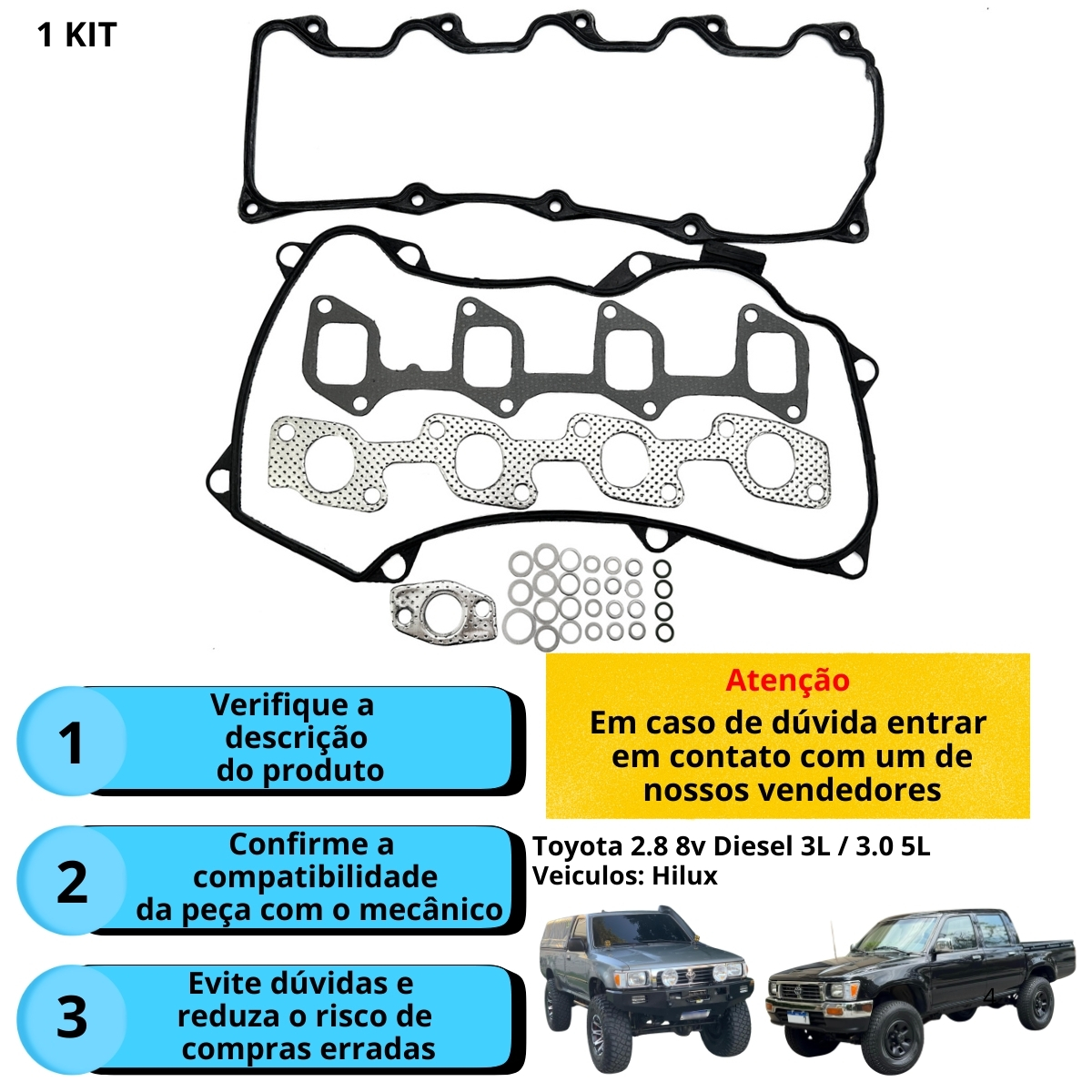 Kit Jogo Junta S/ Cabeçote Toyota Hilux 3.0 8v 5l - Imagem 4