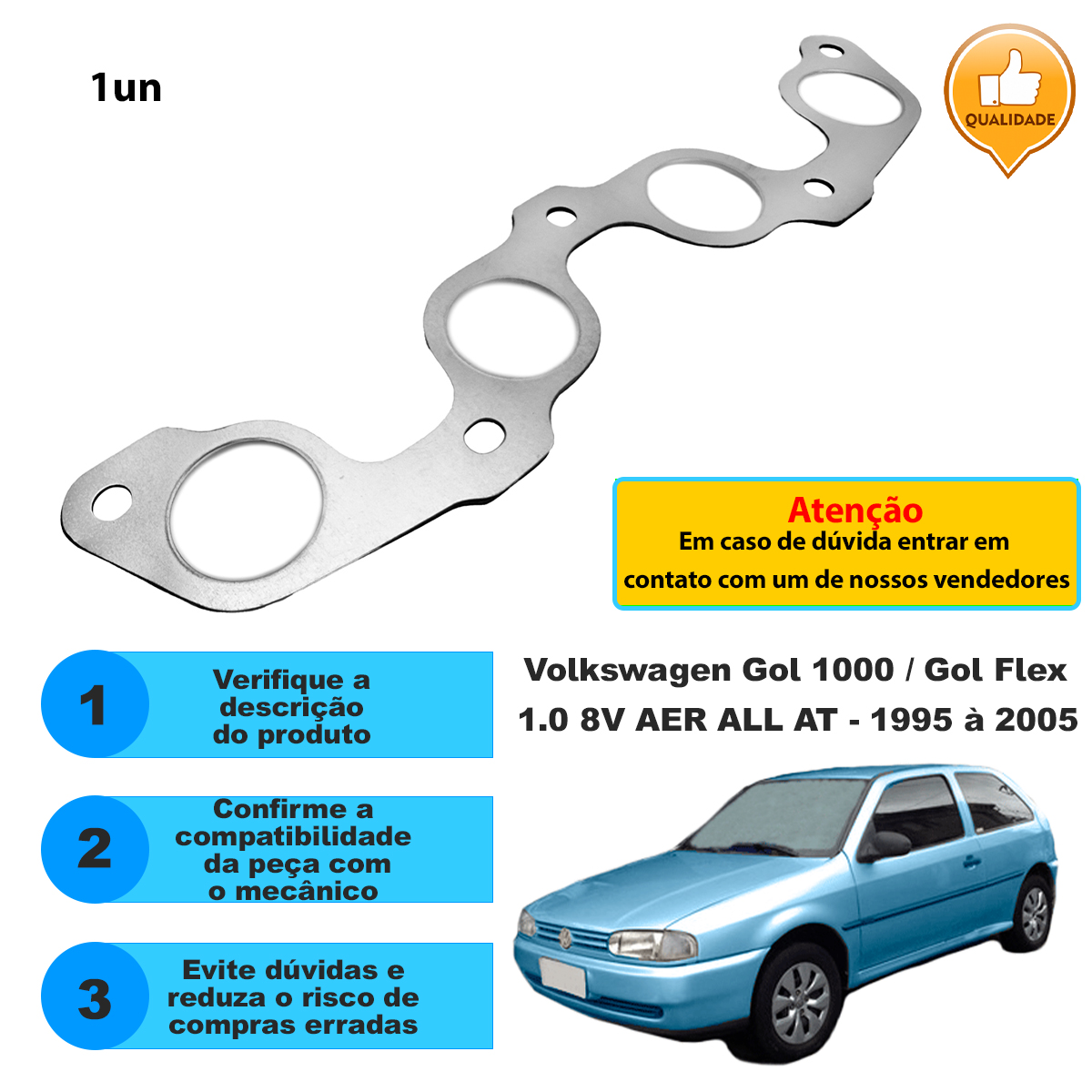 Junta Coletor Escapamento Vw Gol At 1.0 8v 1000 Flex 95/... - Imagem 2