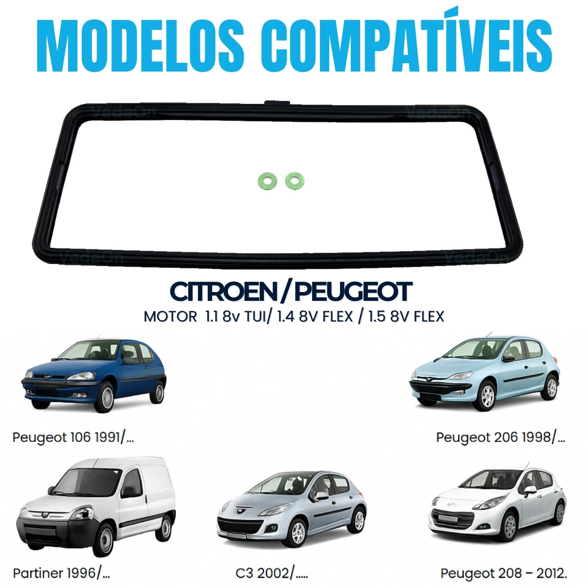 Junta Tampa Válvula Citroen C3 Pluriel 1.4 8v Flex - Imagem 3