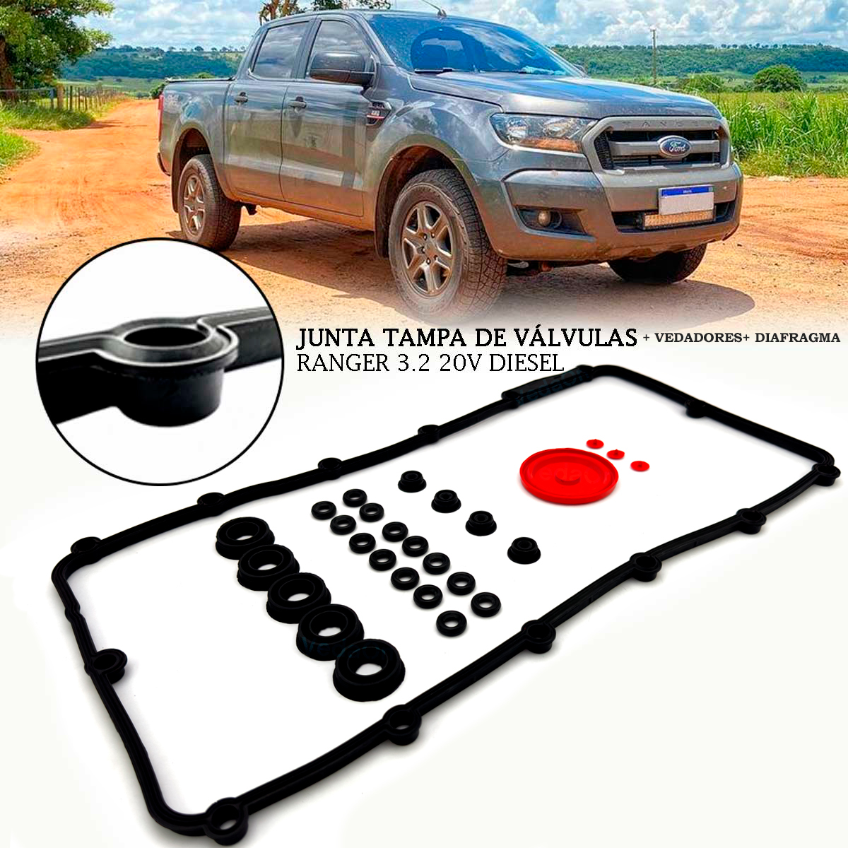 kit junta de tampa de válvula completo Ford Ranger 3.2 20V 5 Cilindros - Imagem 3
