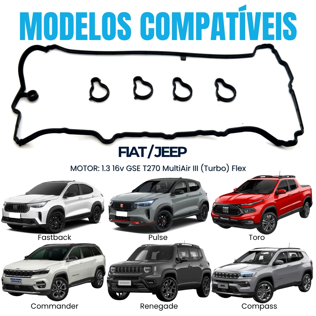 Kit Juntas Tampa de Válvulas Fastback Pulse Toro Commander 1.3 L4 16V SOHC GSE T270 MultiAir III - Imagem 2