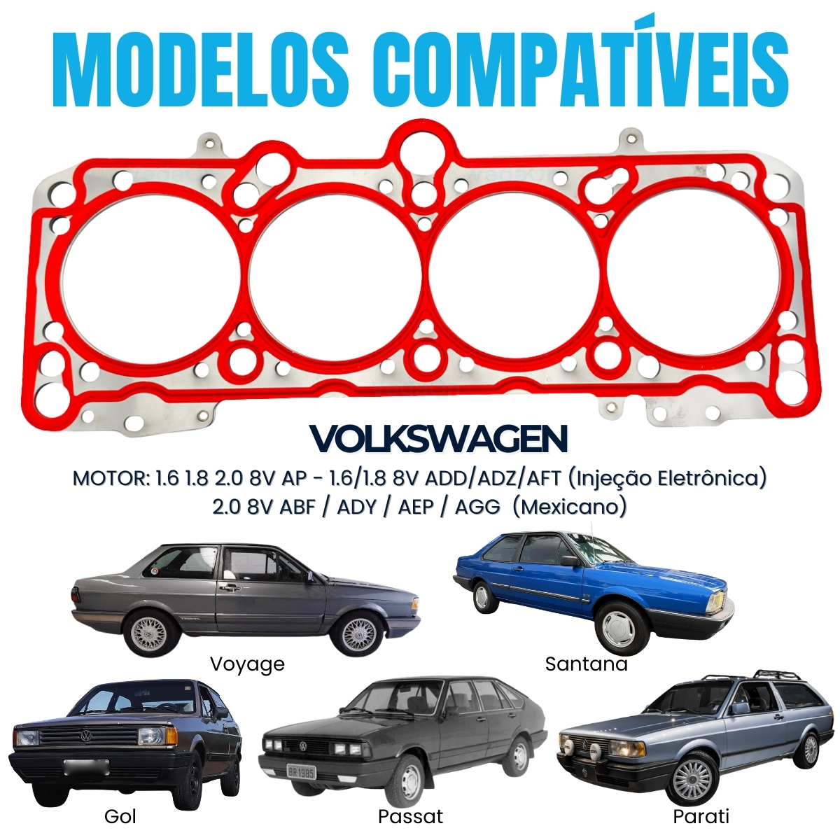 Junta Cabeçote De Aço Sob Medida Motor Ap 1.6 1.8 2.0 Gol Voyage Santana - Imagem 3