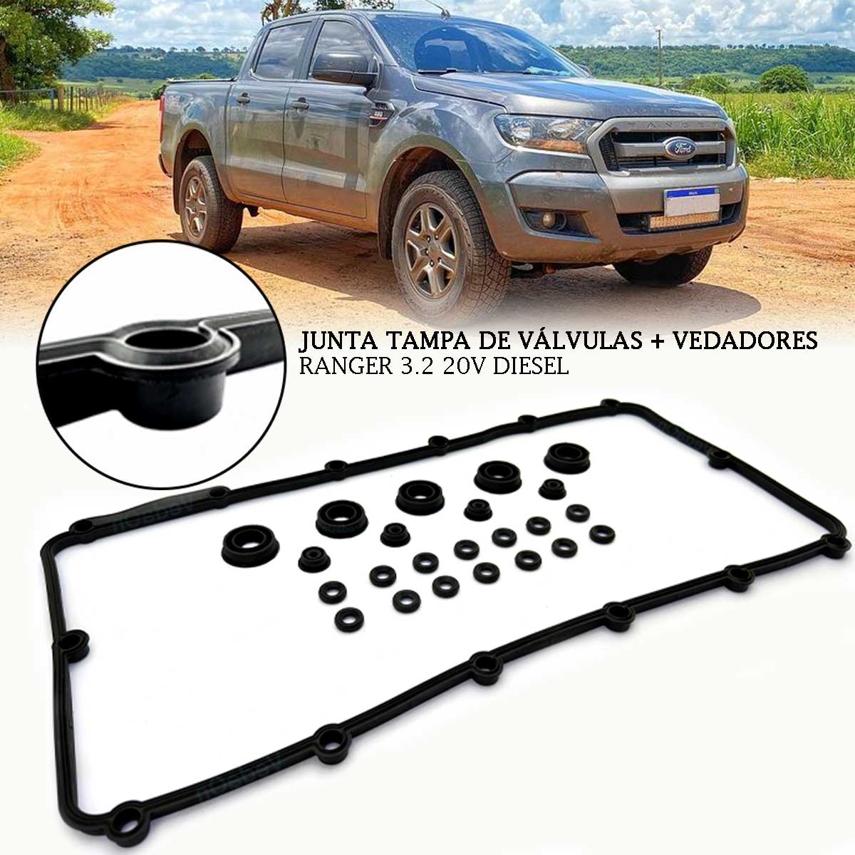 junta de tampa de válvula com vedadores de vela Ford Ranger 3.2 20V 5 Cilindros - Imagem 5