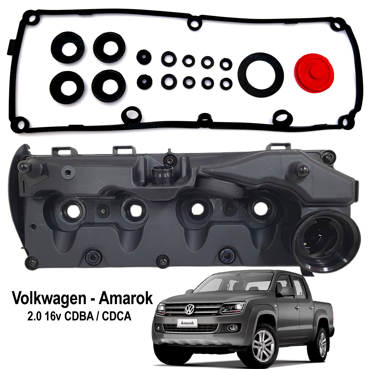 Kit Completo Tampa Válvula+Vedadores+Diafragma Vw Amarok Tdi Mtr 2.0 16V Cdba/Cdca (17Pcs) - Imagem 3
