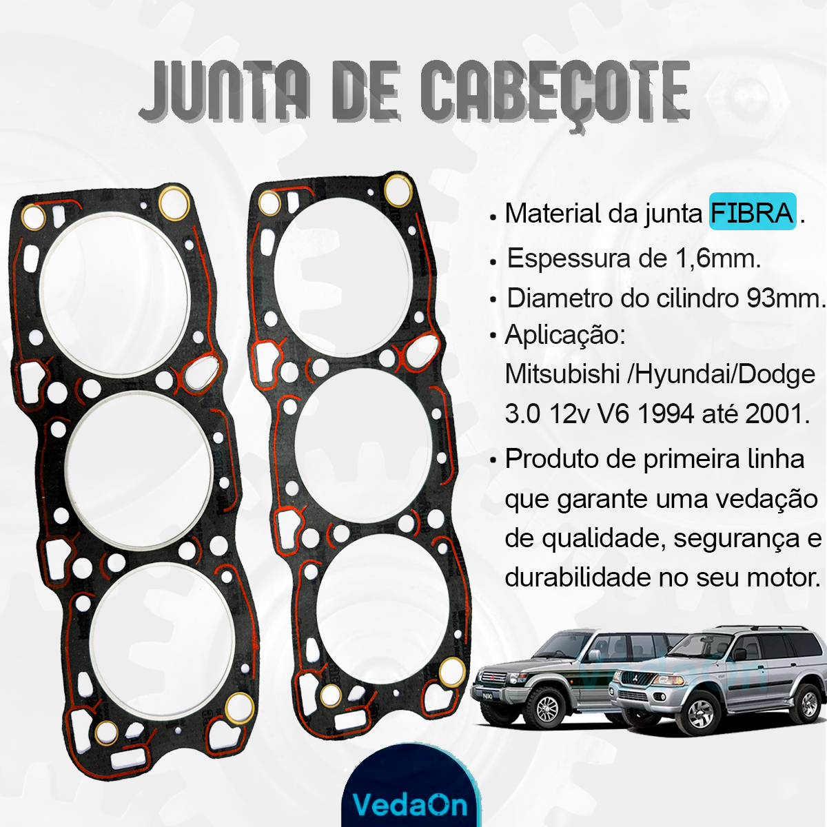 Juntas Cabeçote Pak Mitsubishi Pajero/Galant/Montero 3.0 V6 12V. Mtr 6G72 (2Pçs) - Imagem 6