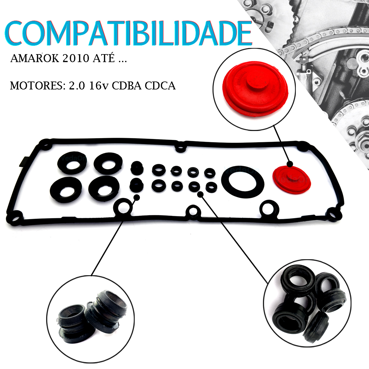 Kit Completo Tampa Válvula+Vedadores+Diafragma Vw Amarok Tdi Mtr 2.0 16V Cdba/Cdca (17Pcs) - Imagem 5