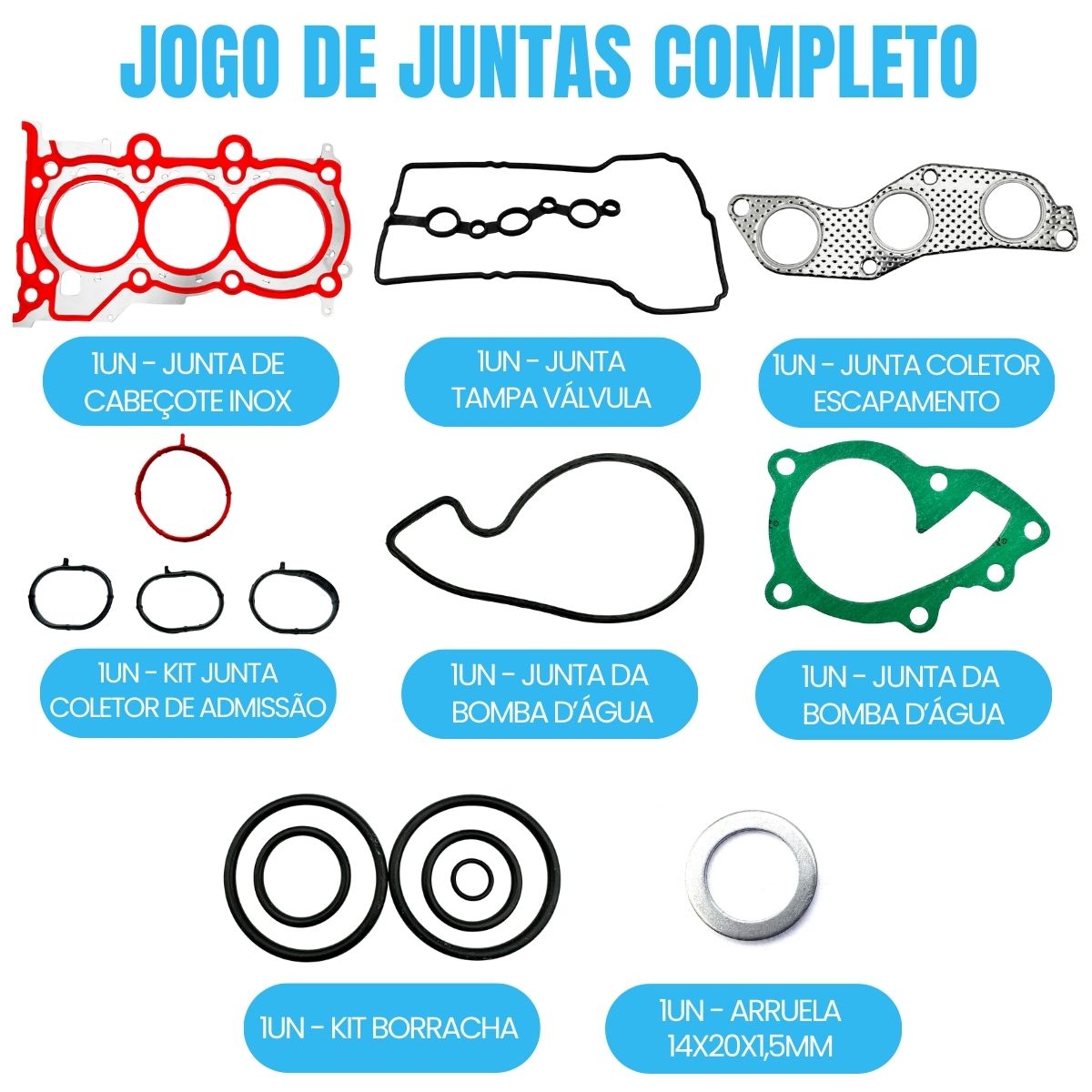 Jogo Junta Completa Aço Hb20 1.0 12v 3 Cilindros - Imagem 2