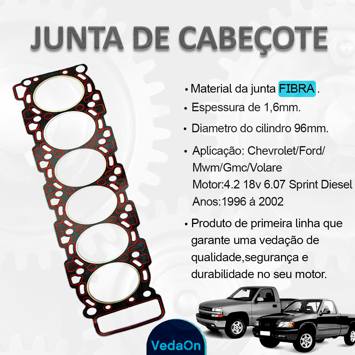 Junta de Cabeçote Fibra Silverado F250 MWM 6 Cilindros - Imagem 7