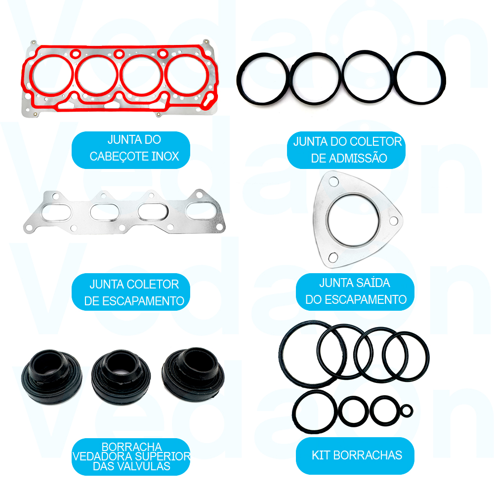 Kit Junta Motor Gol At Power Dohc 16V Mls Sem Retentor - Imagem 2