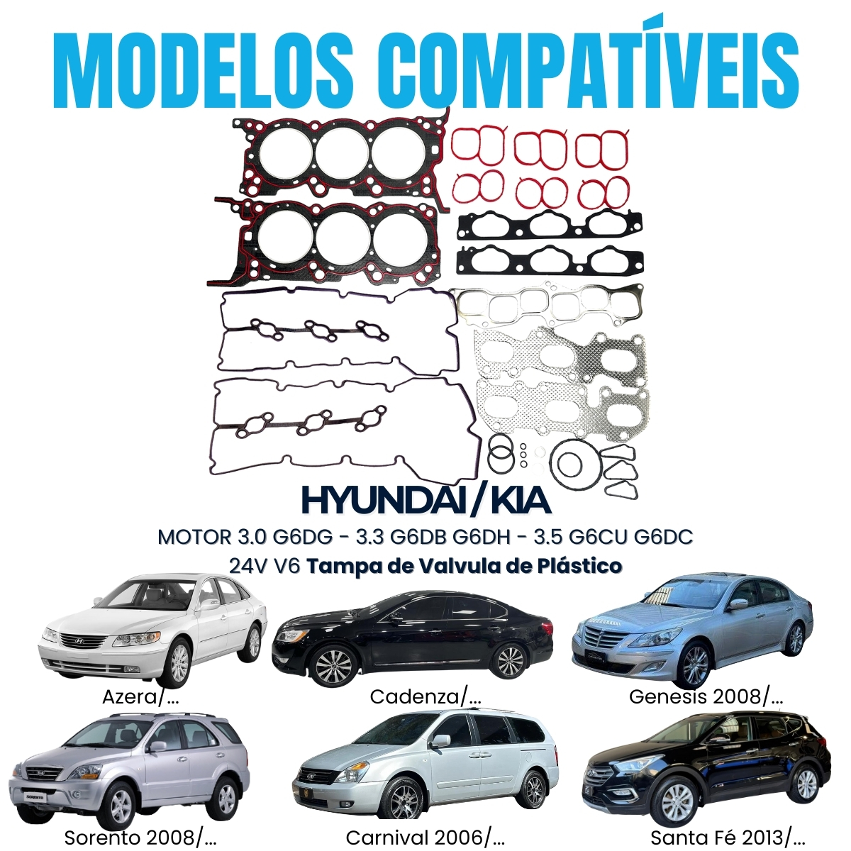 Kit Junta Superior Hyundai Azera 3.0 V6 2012/2017( tv plástico) - Imagem 4