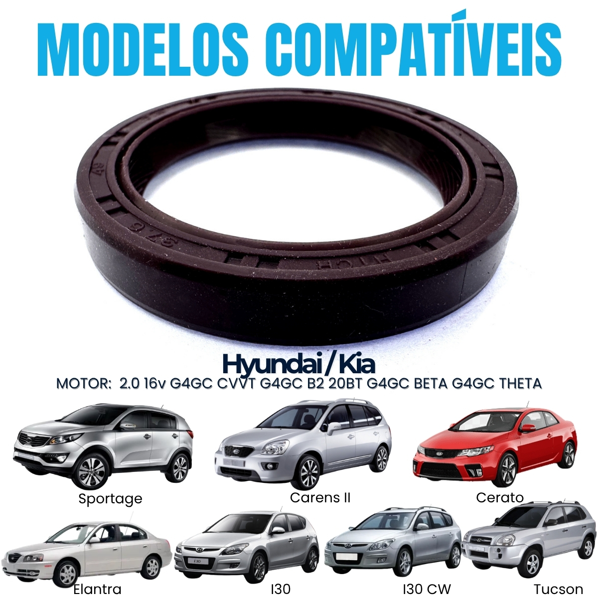 Retentor Dianteiro 16V 2.0 G4Gc Hyundai Tucson/ Kia Elantra Sportage - Imagem 4