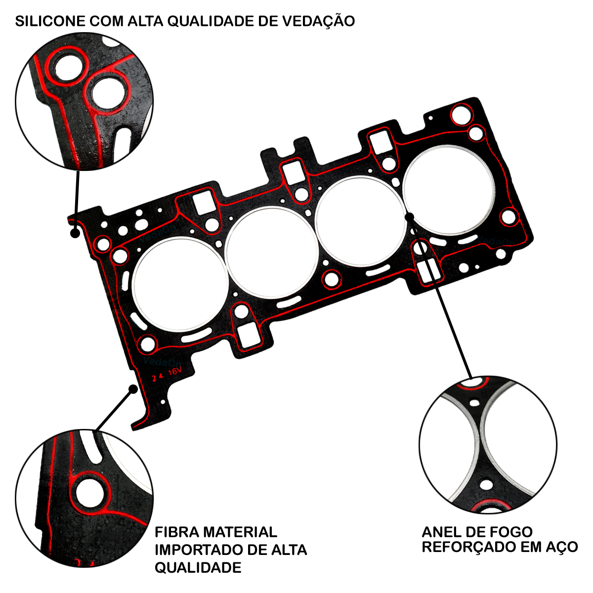 Junta de Cabeçote Jeep Compass 2.0 / Fiat Toro 2.4 16V L4 TigerShark FLEX - Imagem 3