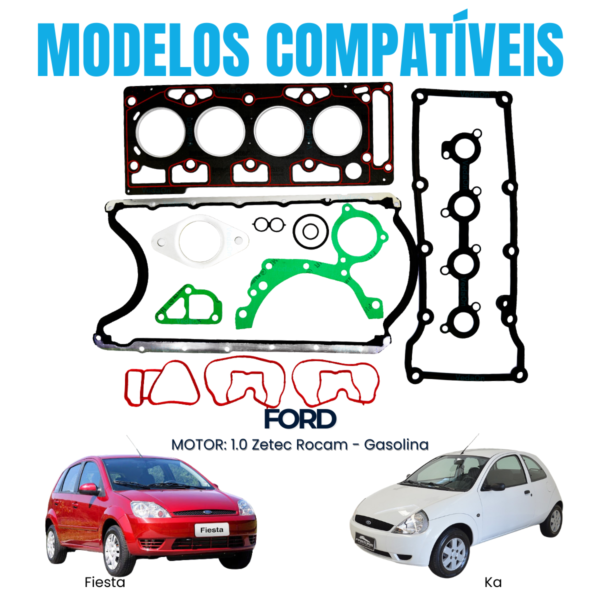 Jogo Junta Completo Fiesta Ka 1.0 8V Zetec Rocam - Imagem 3