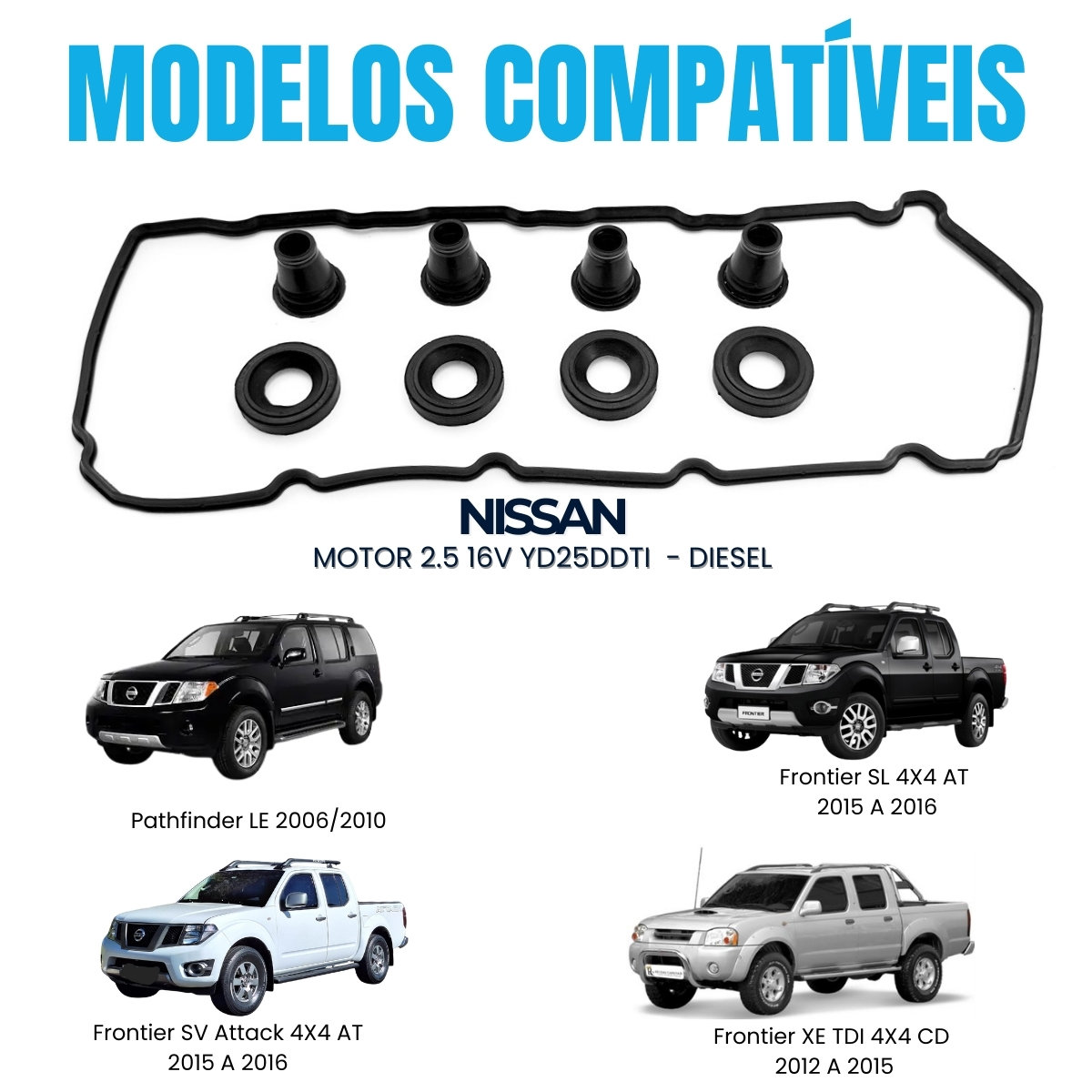 Kit Junta Tampa Válvula para Nissan Frontier 2.5 16v Diesel - Imagem 3