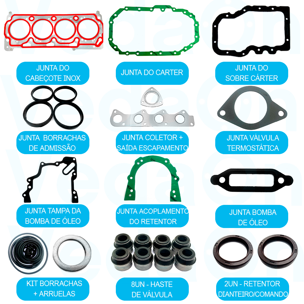 Junta Completa Retentor Fox Total Flex 1.0 8v AQZ BJE 2003/. - Imagem 2