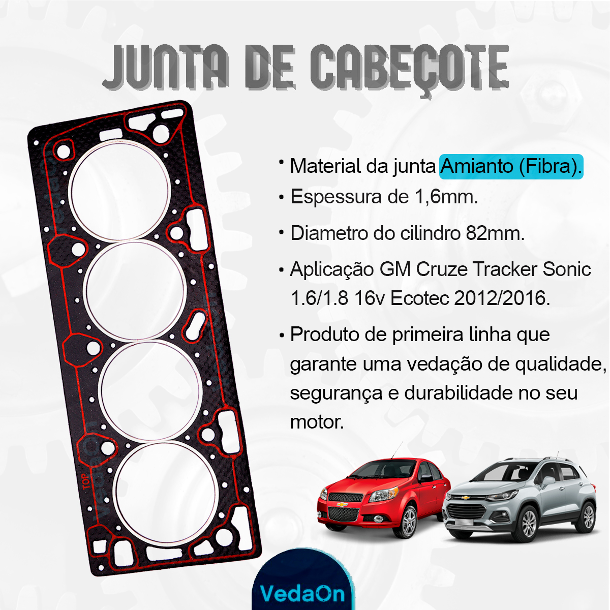 Junta De Cabeçote Gm Cruze Cobalt Tracker 1.8 16v - Imagem 5