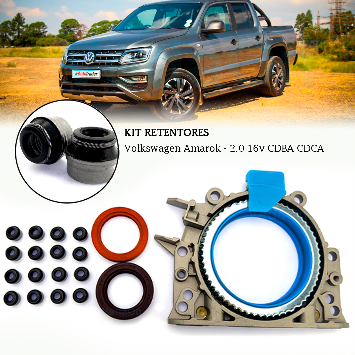 Kit de Retentores Com Flange VW Amarok TDI 2.0 16V L4 CDBA CDCA - Imagem 2