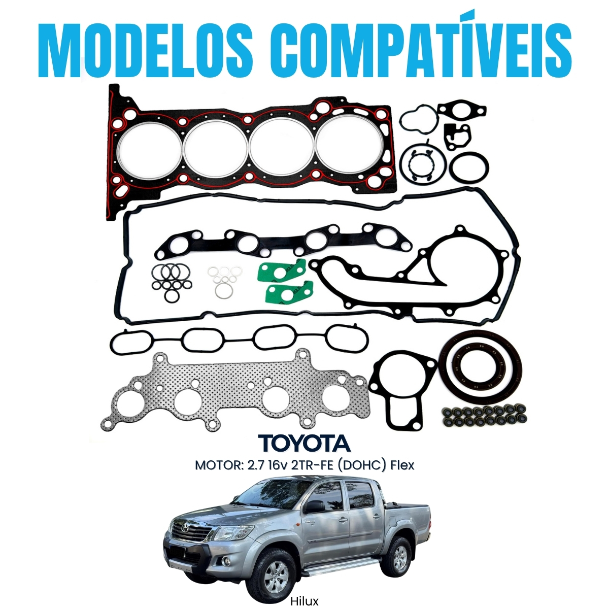 Jogo de junta completo com retentor Toyota Hilux Sw4 2.7 16V 2TR-FE - Imagem 4