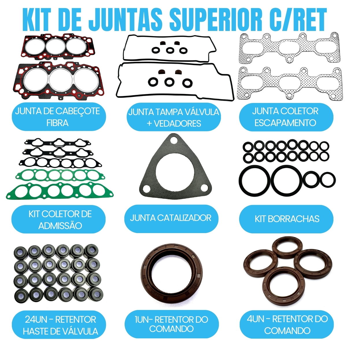 KIT JTAS PAK C/RETENTOR HYUNDAI SANTA FE/ GLS 05/... MTR G6EA DOHC 2.7 V6 24V - Imagem 2