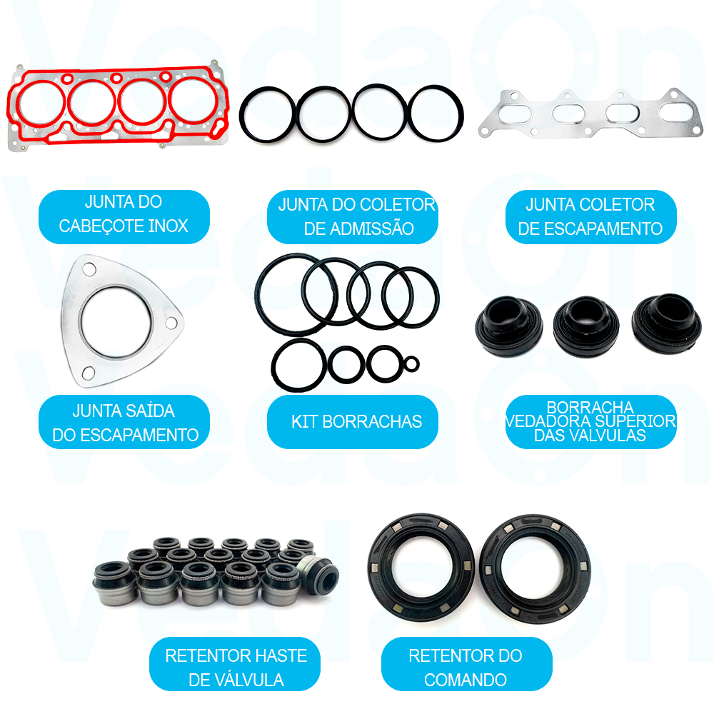 Kit Junta Motor Gol At Power Dohc 16V Mls Com Retentor - Imagem 2