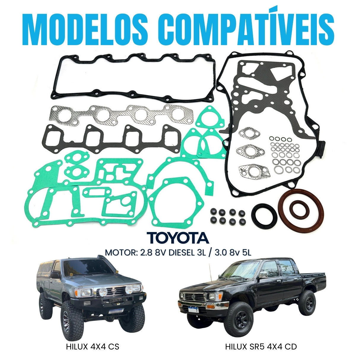 Jogo Junta Motor S/ Cabeçote Retentor Hilux 3.0 8v 5l - Imagem 2
