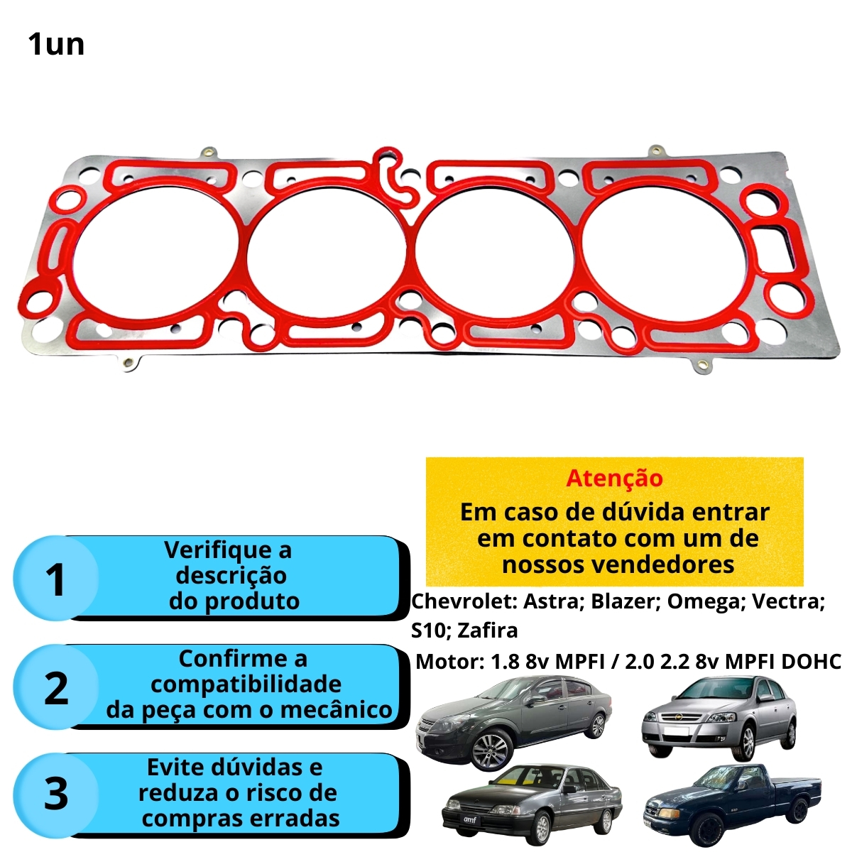 Junta De Cabeçote Vectra/ Omega/ Monza/ S10 Motor 2.0/2.2 - 8V Ohc Flexpower Mls - Imagem 3