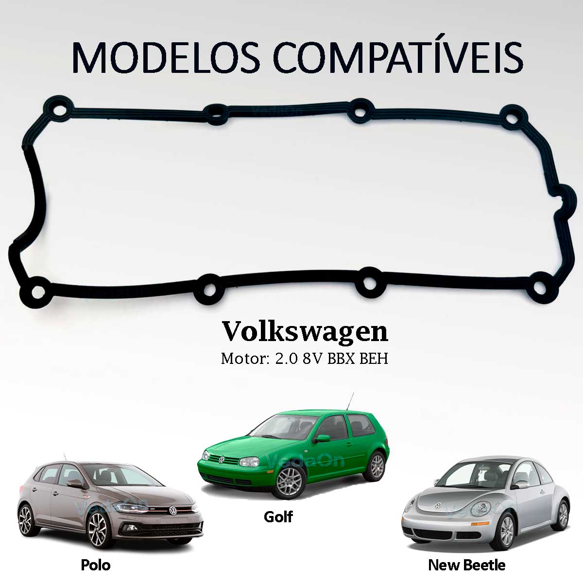 Junta De Tampa Válvula Golf Polo 2.0 8v Bloco Bbx Beh Ber - Imagem 2