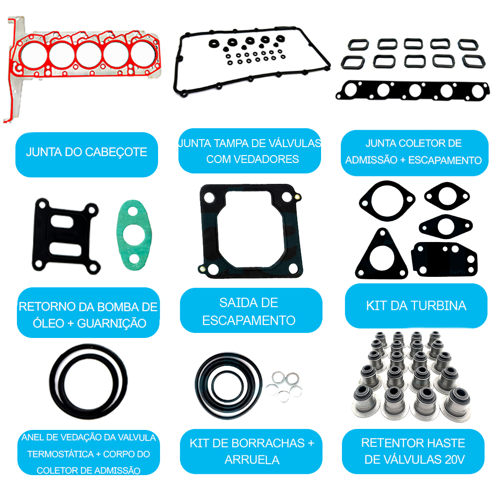 Kit de Juntas INOX c/Retentores Ford Ranger Troller T4 3.2 L5 20V DOHC Duratorq TDCi - Imagem 2