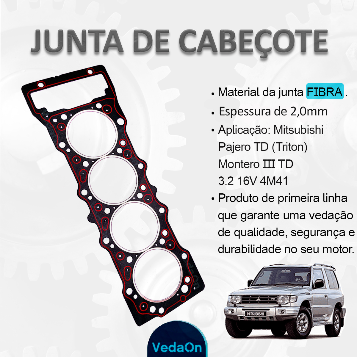 Junta Cabeçote Sob Medida 2mm Pajero 3.2 16V 4M41 DI-D - Imagem 4