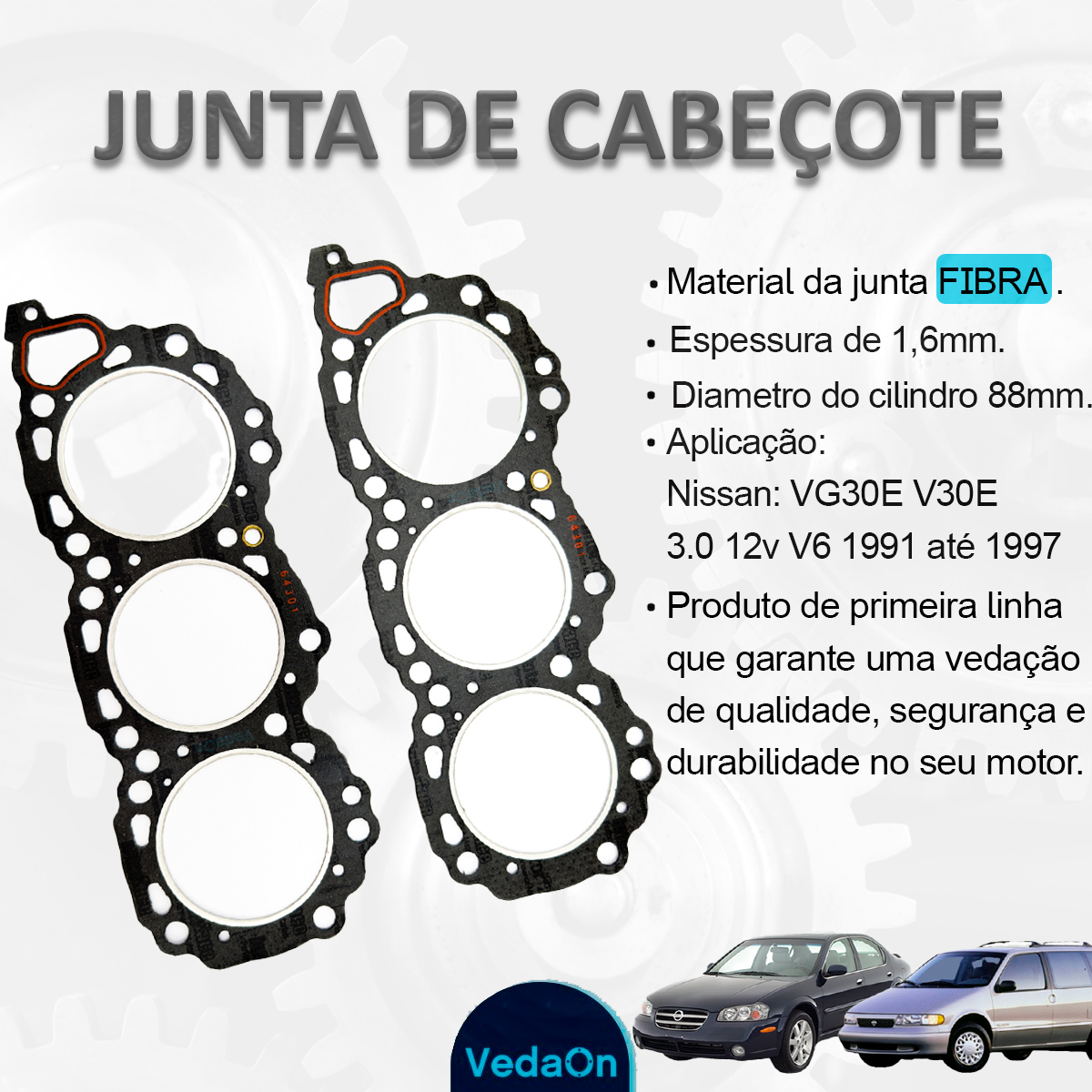 Junta Cabeçote Fibra Nissan Pathfinder 3.0 V6 Gasolina PAR - Imagem 8