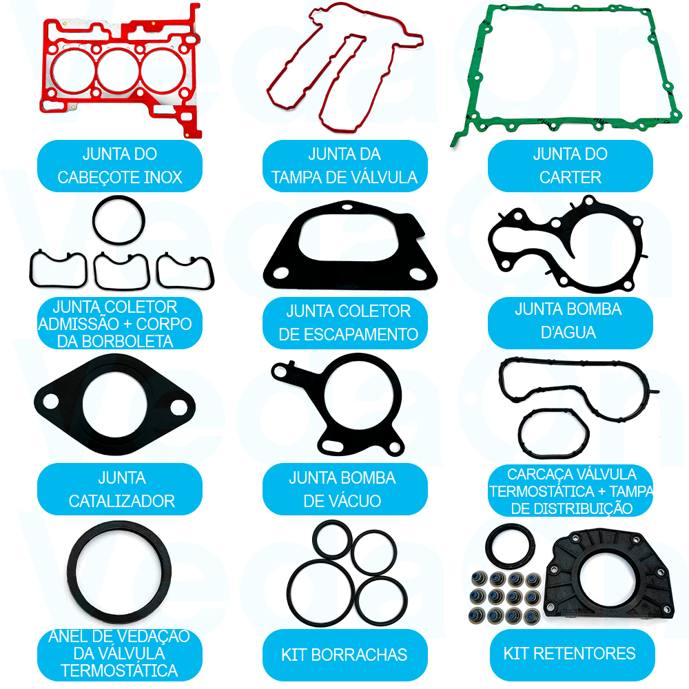 Jogo Junta Completo Retentor para Ford Ka 1.0 12v Flex 3CC - Imagem 2