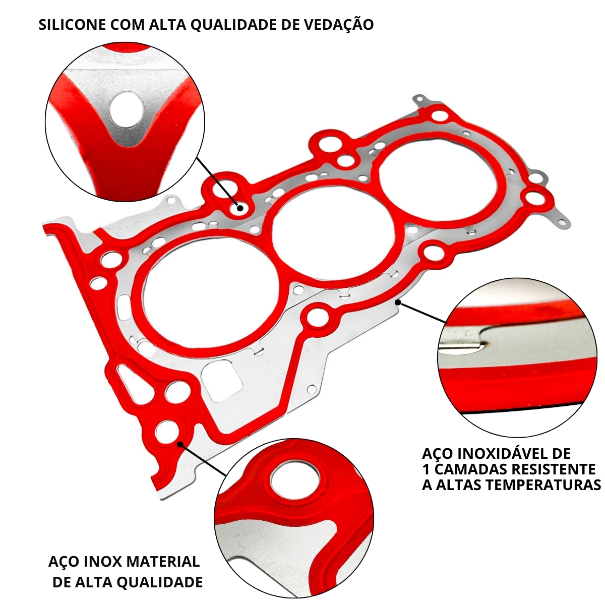Junta Cabeçote INOX 0,25mm Hyundai HB20 Kia Picanto 1.0 L3 12V DOHC CVVT Kappa B3LA G3LA G3LD - Imagem 5