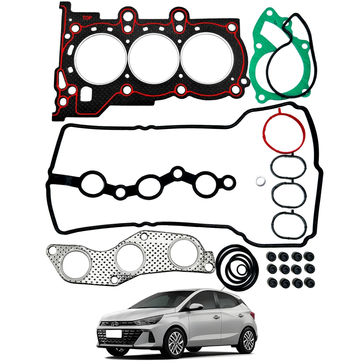 Kit Junta Superior Retentor Hyundai Hb20 1.0 12v 3 Cilindros