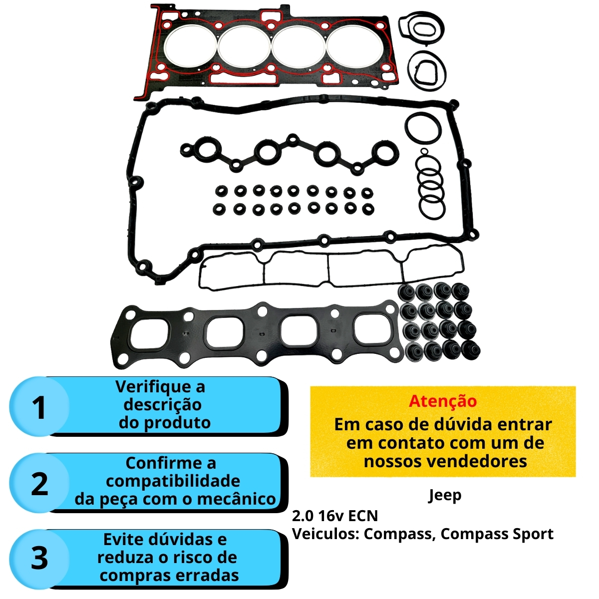 KIT PAK com Retentores Jeep Compas (07/...) Compass Sport (09/09) 2.0 16V - Imagem 3