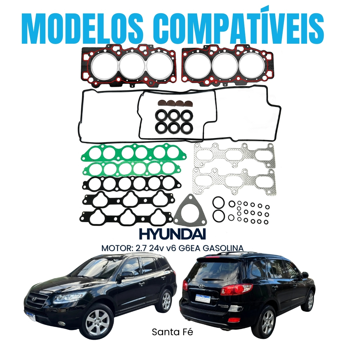 KIT JTAS PAK C/RETENTOR HYUNDAI SANTA FE/ GLS 05/... MTR G6EA DOHC 2.7 V6 24V - Imagem 3