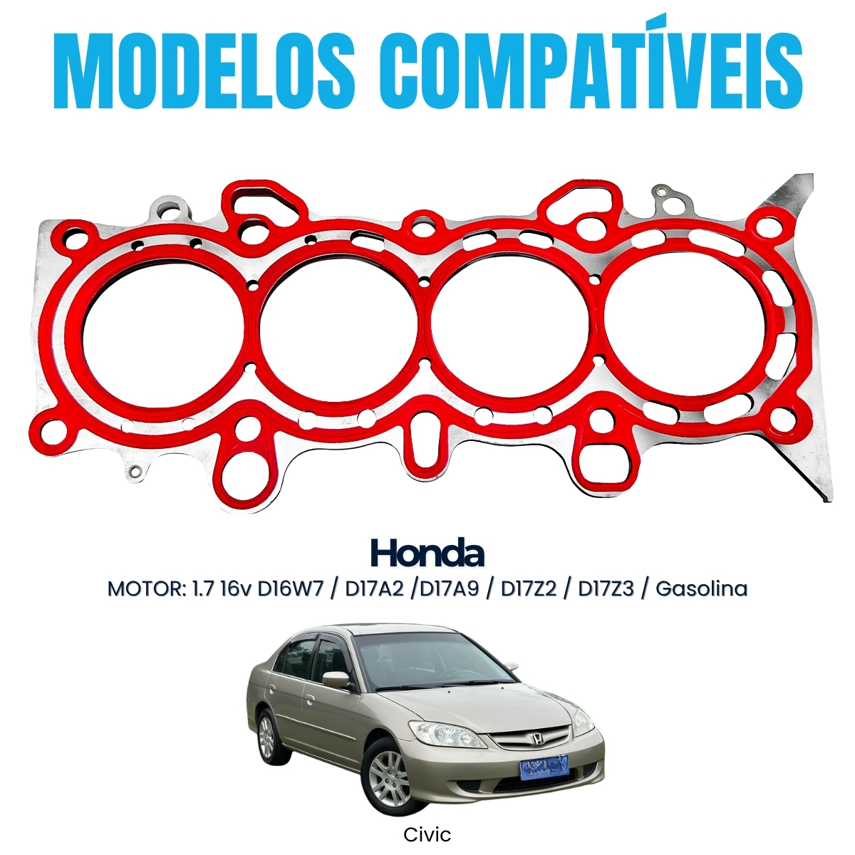 Junta De Cabeçote INOX Honda Civic 1.7 16V D17A/D17Z 2001/... - Imagem 4