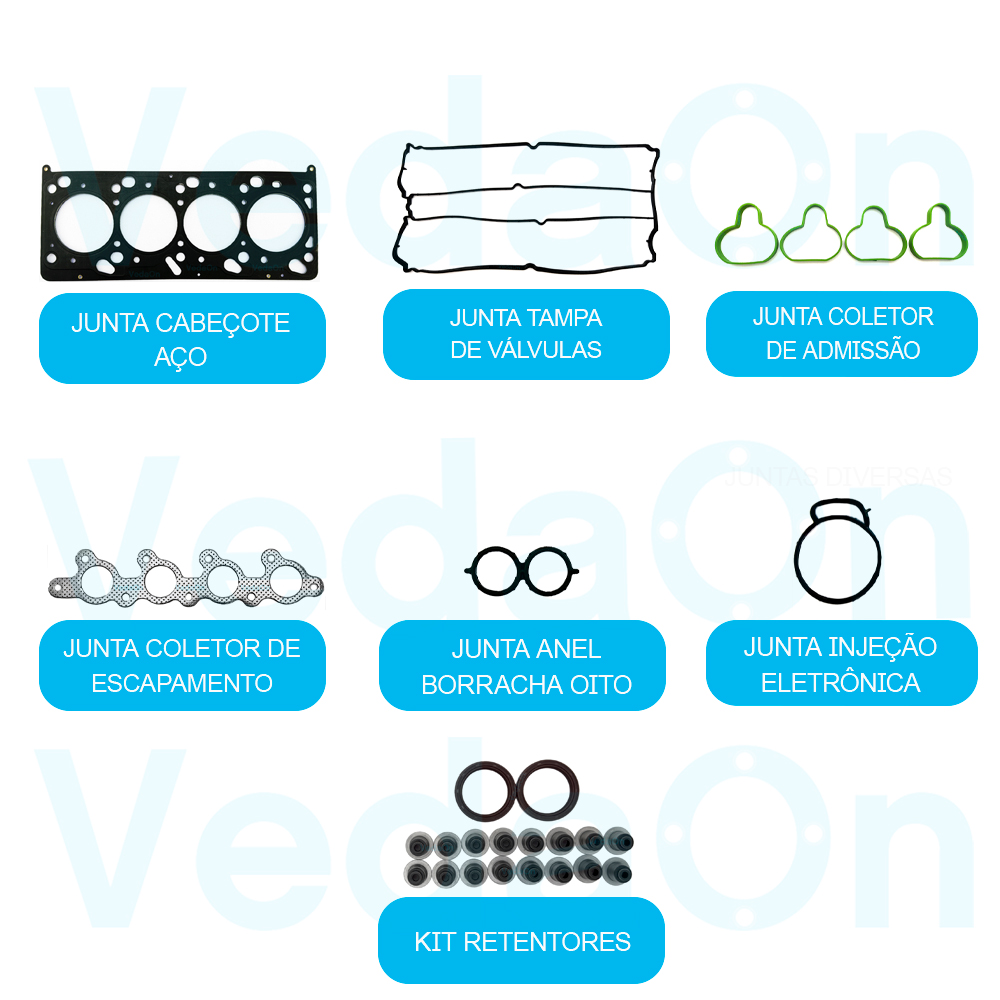 Kit De Juntas Superior Ford Focus 1.8 16V Motor Zetec E Mls Com Retentores - Imagem 2