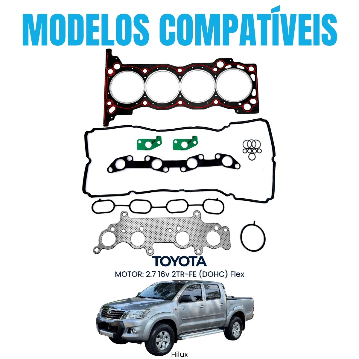 Kit de junta superior retificação Toyota Hilux SW4 2.7 16V 2TR-FE - Imagem 3