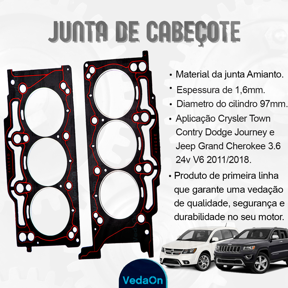 Junta de Cabeçote Fibra Dodge Journey 3.6 V6 24V - Imagem 2