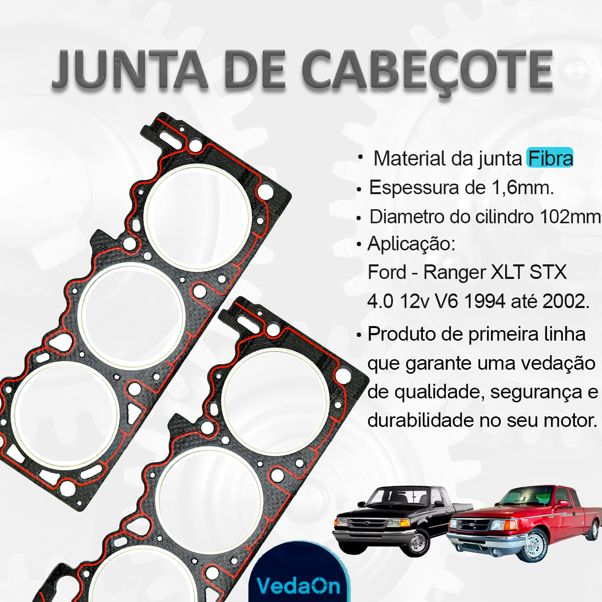Junta Cabeçote Amianto Ford Ranger 4.0 V6 12v 90/00 - Imagem 5