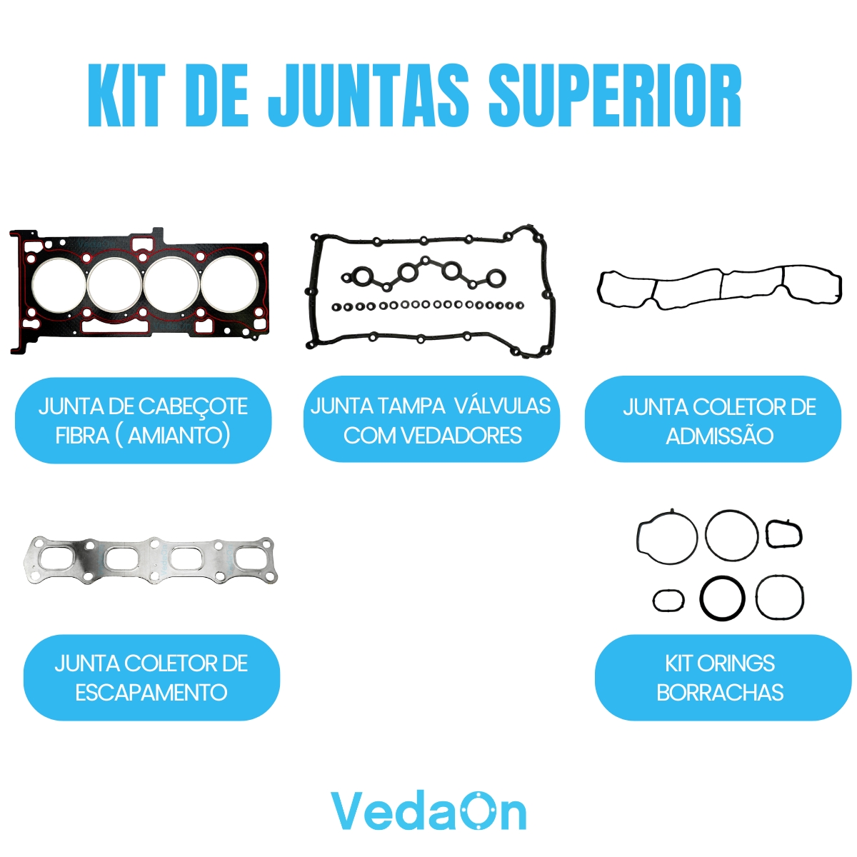 Kit junta superior retificação Fiat Freemont Jeep Compass Limitad Sport Dodge Journey 2.4 16V ED3 - Imagem 2