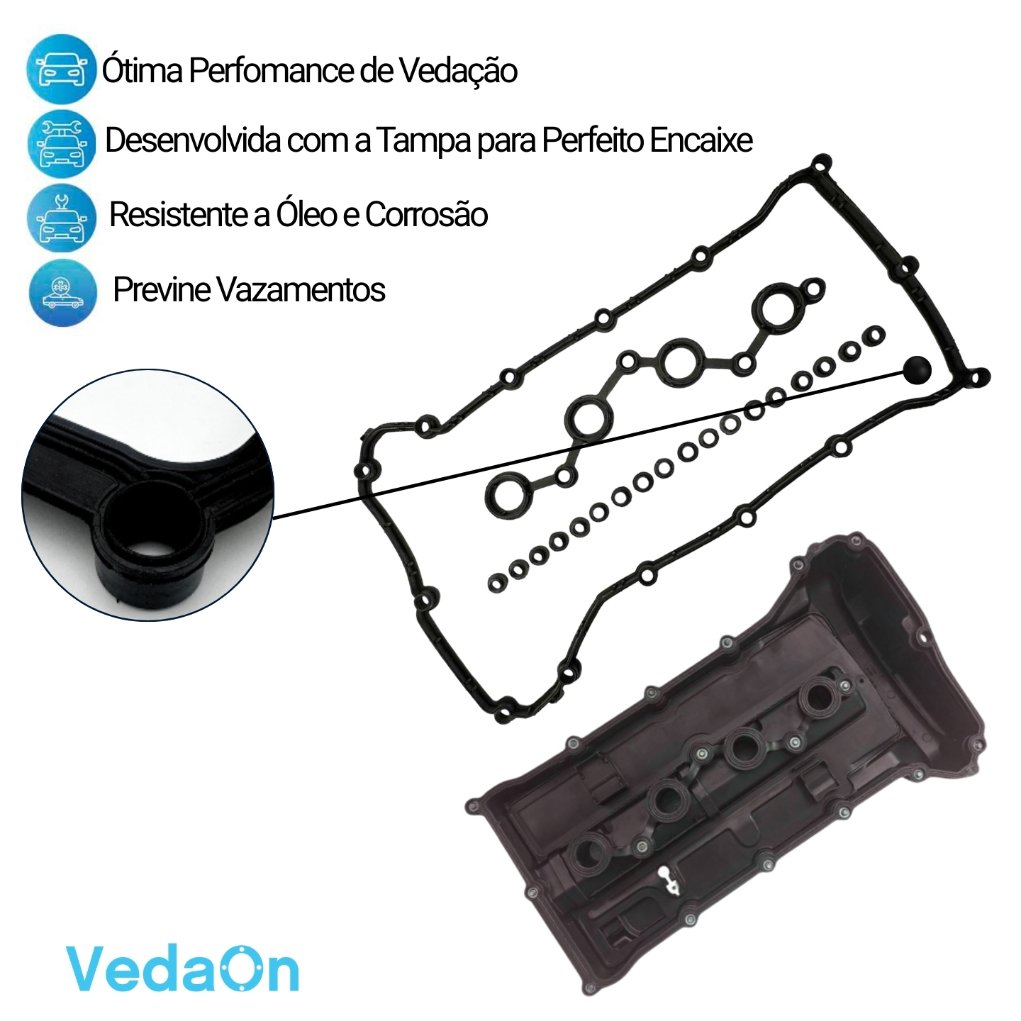 Kit junta superior retificação Fiat Freemont Jeep Compass Limitad Sport Dodge Journey 2.4 16V ED3 - Imagem 4