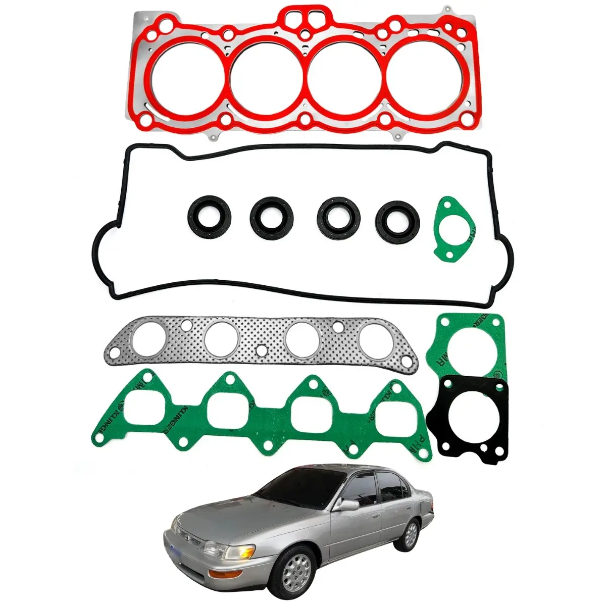 88f88f16c011593394f38da905a7c497.jpg Kit de Juntas INOX Toyota Corolla Antigo 1.8 L4 16V DOHC 7A-FE - Imagem 1